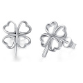 925 Sterling Silver Four Leaf Clover Stud Earrings Wedding Jewelry